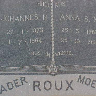 ROUX Johannes H. 1873-1964 &amp; Anna S.M. 1883-1962