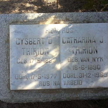 THIRION Gysbert D. 1883-1977 &amp; Catharina J. VAN WYK 1890-1963 