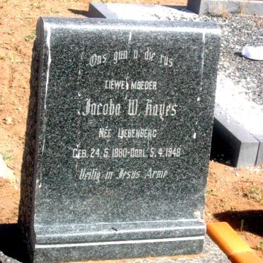 HAYES Jacoba W. nee LIEBENBERG 1880-1948
