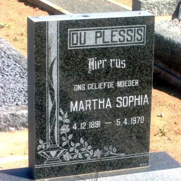 PLESSIS Martha Sophia, du 1891-1970