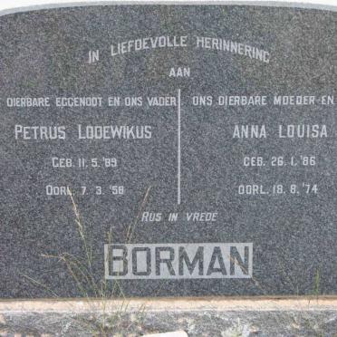BORMAN Petrus Lodewikus 1889-1958 &amp; Anna Louisa 1886-1974