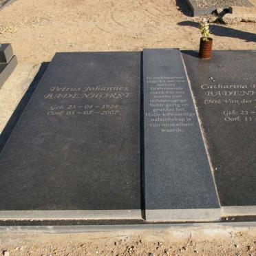BADENHORST Petrus Johannes 1924-2007 &amp; Catharina Beatrix VAN DER WESTHUIZEN 1925-1984