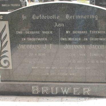 BRUWER Jacobus J.F. 1890-1982 &amp; Johanna Jacoba VAN TONDER 1887-1973
