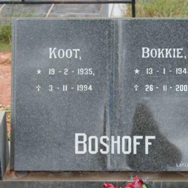 BOSHOFF Koot 1935-1994 &amp; Bokkie 1943-2007
