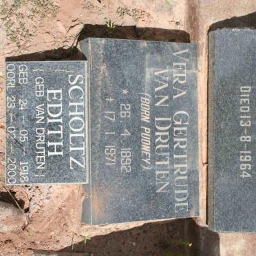 DRUTEN J. St. L., van 1888-1964 &amp; Vera Gertrude PUDNEY 1892-1971 :: SCHOLTZ Edith nee VAN DRUTEN 1918-2000