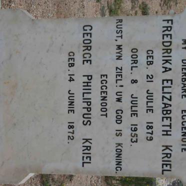 KRIEL George Philippus 1872- &amp; Fredrika Elizabeth 1879-1953