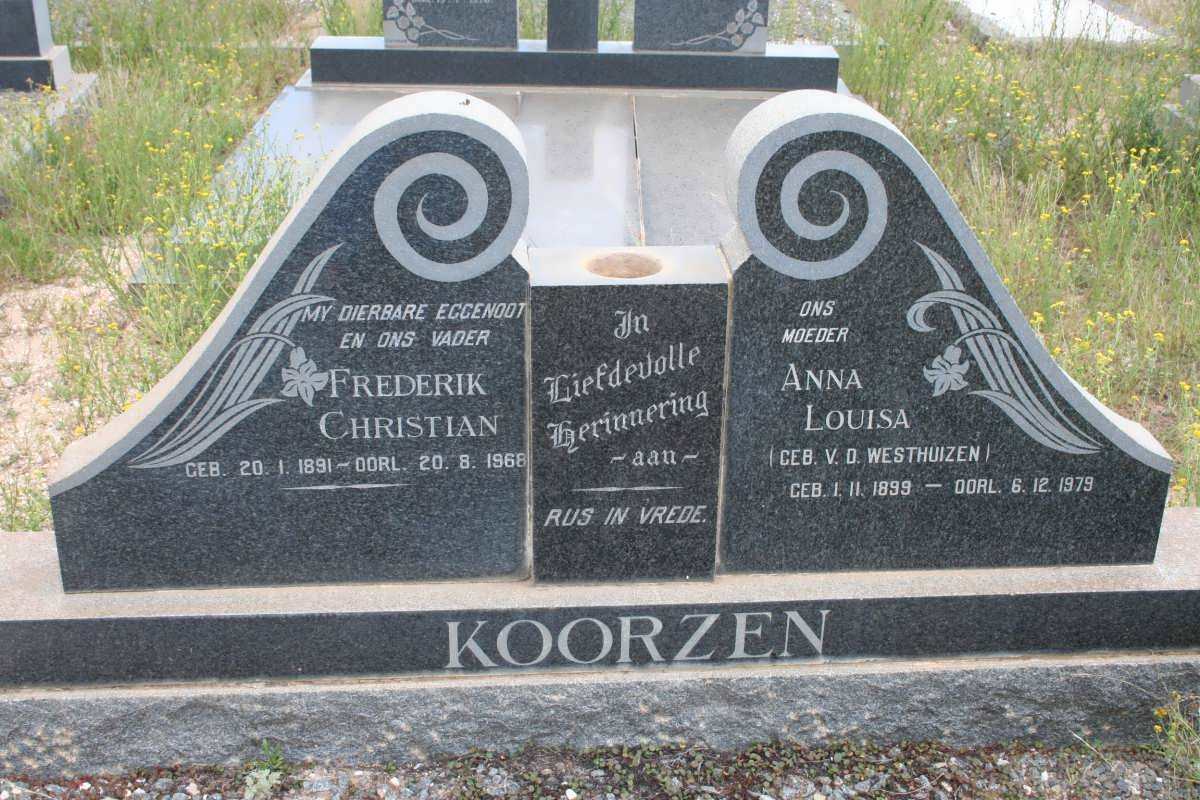 KOORZEN Frederik Christian 1891-1968 &amp; Anna Louisa V.D. WESTHUIZEN 1899-1979