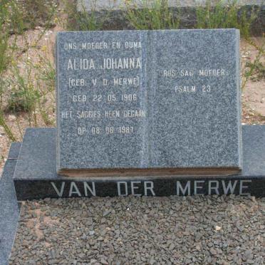 MERWE Alida Johanna, van der nee V.D. MERWE 1906-1987