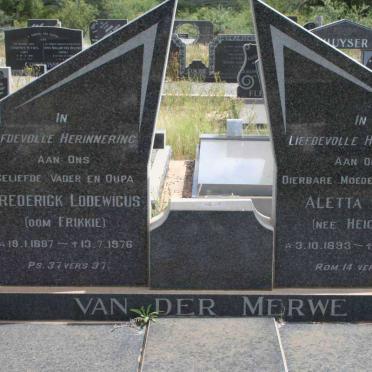 MERWE Frederick Lodewicus, van der 1897-1976 &amp; Aletta Maria HEIGERS 1893-1976