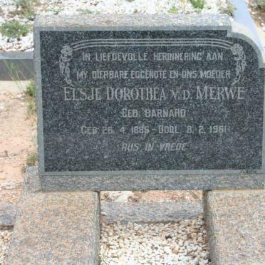 MERWE Elsje Dorothea, v.d. nee BARNARD 1885-1961