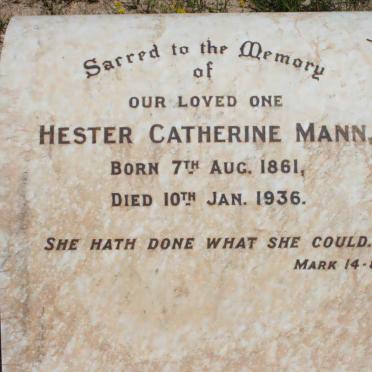MANN Hester Catherine 1861-1936