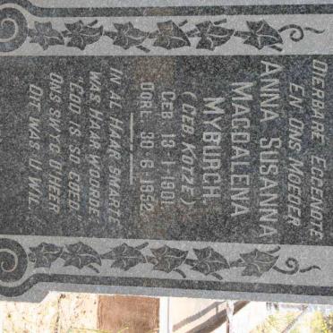 MYBURGH Anna Susanna Magdalena nee KOTZé 1901-1952