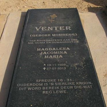 VENTER Magdalena Jacomina Maria nee MOMBERG 1920-2013