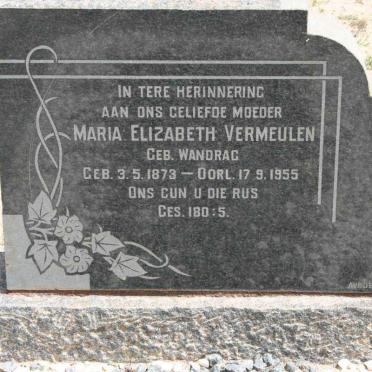 VERMEULEN Maria Elizabeth nee WANDRAG 1873-1955