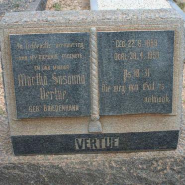 VERTUE Martha Susanna nee BRIEDENHANN 1889-1953