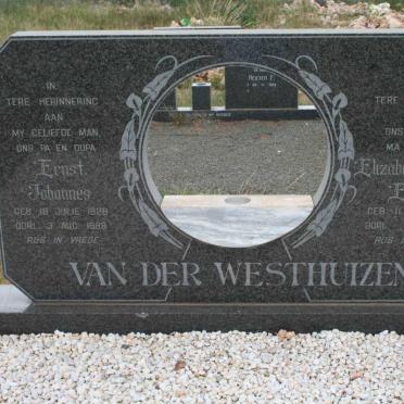 WESTHUIZEN Ernst Johannes, van der 1928-1988 &amp; Elizabeth Martha Estelle 1936-