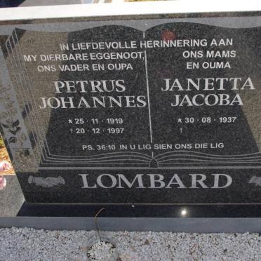 LOMBARD Petrus Johannes 1919-1997 &amp; Janetta Jacoba 1937-