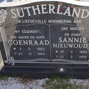 SUTHERLAND Coenraad 1883-1964 &amp; Sannie NIEUWOUDT 1889-1992