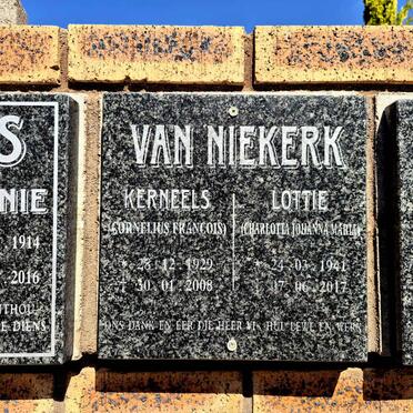 NIEKERK Cornelius Francois, van 1929-2008 & Charlotta Johanna Maria 1941-2017