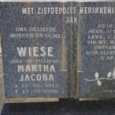 WIESE Martha Jacoba nee DE VILLIERS 1913-2006