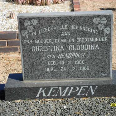 KEMPEN Christina Gloudina nee HENDRIKSE  1900-1986