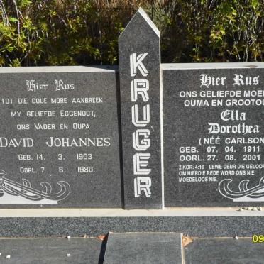 KRUGER David Johannes 1903-1980 &amp; Ella Dorothea CARLSON 1911-2001