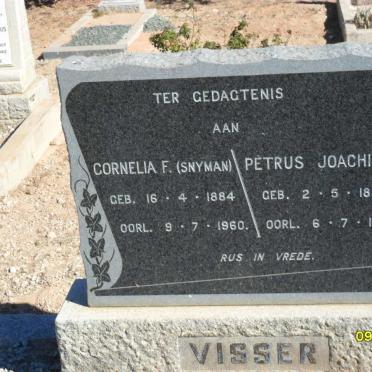 VISSER Petrus Joachim 1881-1962 &amp; Cornelia F. SNYMAN 1884-1960