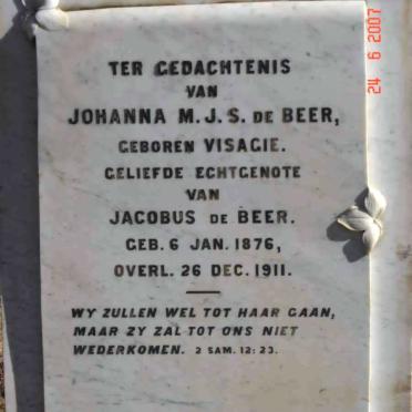 BEER Johanna M.J.S., de nee VISAGIE 1876-1911