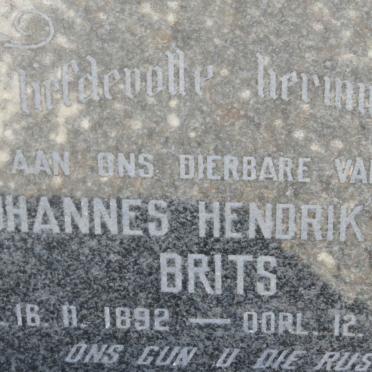 BRITS Johannes Hendrik W.M. 1892-1971
