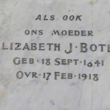 BOTHA Johannis Petrus Daniel 1839-1900 &amp; Elizabeth J. 1841-1918
