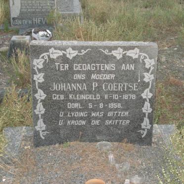COERTSE Johanna P. nee KLEINGELD 1878-1958