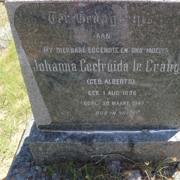GRANGE Johanna Gertruida, le nee ALBERTS 1896-1947