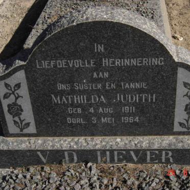 HEVER Mathilda Judith, van den 1911-1964