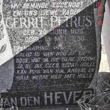 HEVER Gerrit Petrus, van den 1881-1950