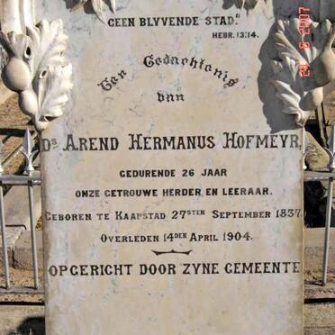 HOFMEYR Arend Hermanus 1837-1904