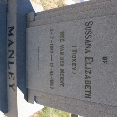 MANLEY Sussana Elizabeth nee VAN DER MERWE 1912-1967