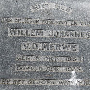 MERWE Willem Johannes, v.d. 1864-1933 &amp; Annie C.S. RETIEF 1872-1969