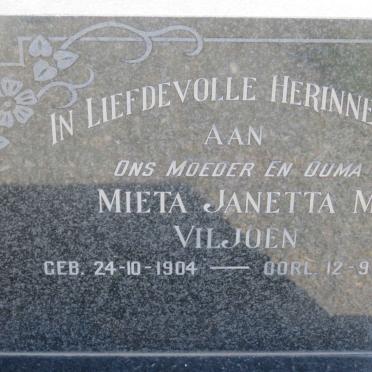 VILJOEN Mieta Janetta M. 1904-1980