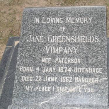 VIMPANY Jane Greenshields nee PATERSON 1874-1962