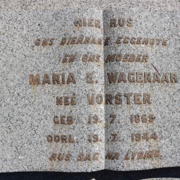 WAGENAAR Maria E. nee VORSTER 1865-1944