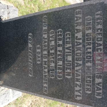 ZYL Sara Jakoba, van nee VILJOEN 1838-1919