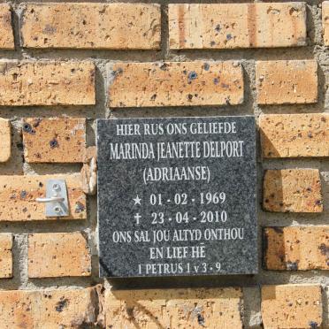 DELPORT Marinda Jeanette nee ADRIAANSE 1969-2010