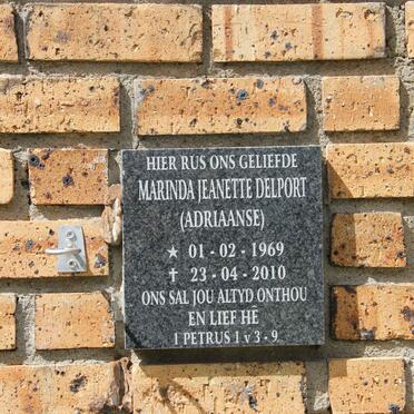 DELPORT Marinda Jeanette nee ADRIAANSE 1969-2010