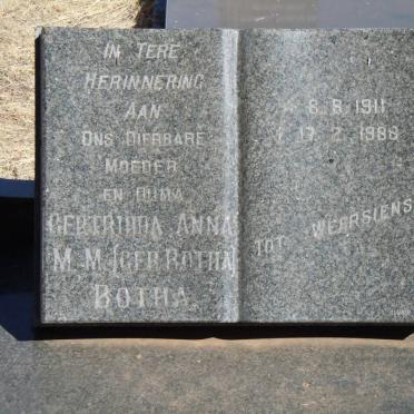 BOTHA Gertruida Anna M.M. nee BOTHA 1911-1988