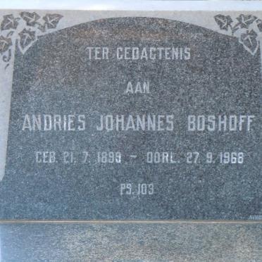 BOSHOFF Andries Johannes 1899-1968