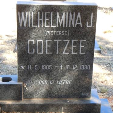 COETZEE Wilhelmina J. nee PIETERSE 1905-1990