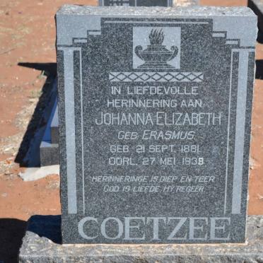 COETZEE Johanna Elizabeth nee ERASMUS 1881-1939