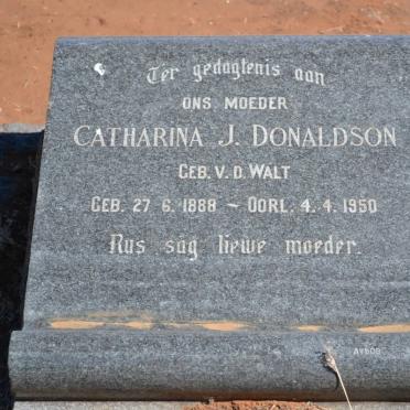 DONALDSON Catharina J. nee v.d. WALT 1888-1950