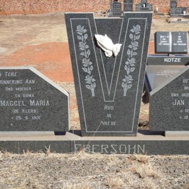 EBERSOHN Jan Hendrik 1918-1981 &amp; Maggel Maria DE KLERK 1931-