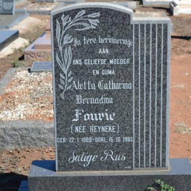 FOURIE Aletta Catharina Bernadina nee REYNEKE 1909-1983